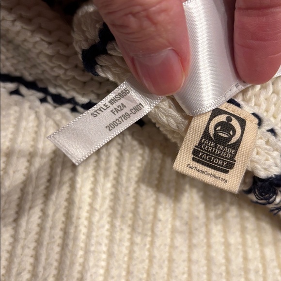 MADEWELL M Textured Cotton Crewneck Sweater in Ivory Navy Stripe - Picture 8 of 9